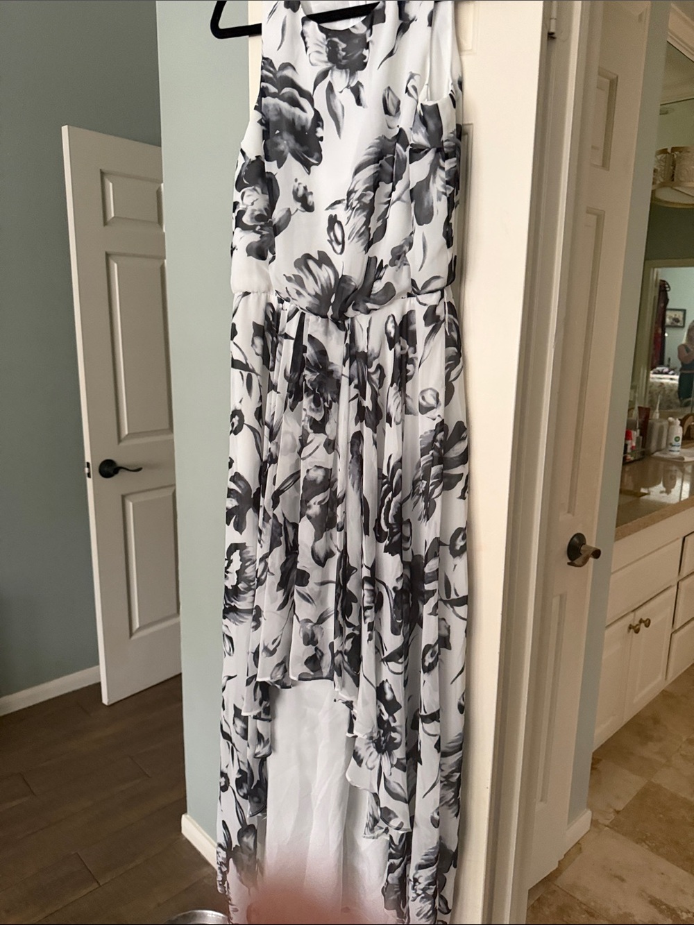 White House Black Market Black and White Floral High-Low Dress